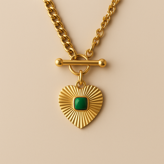 Green Agate Heart Necklace - www.Shopthatapp.com