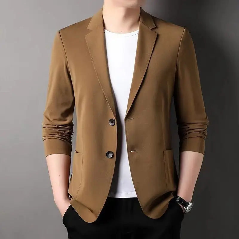 Hair Spring And Autumn Men''S T-Shirt Coat Korean Version Blazer Solid Color Cardigan Handsome Men''S Sweater - www.Shopthatapp.com