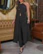 Halter Sleeveless Backless Loose Top High-waisted Trousers Suit Women - www.Shopthatapp.com