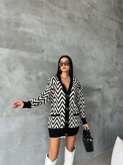 Cardigan en tricot à motif ethnique Hana