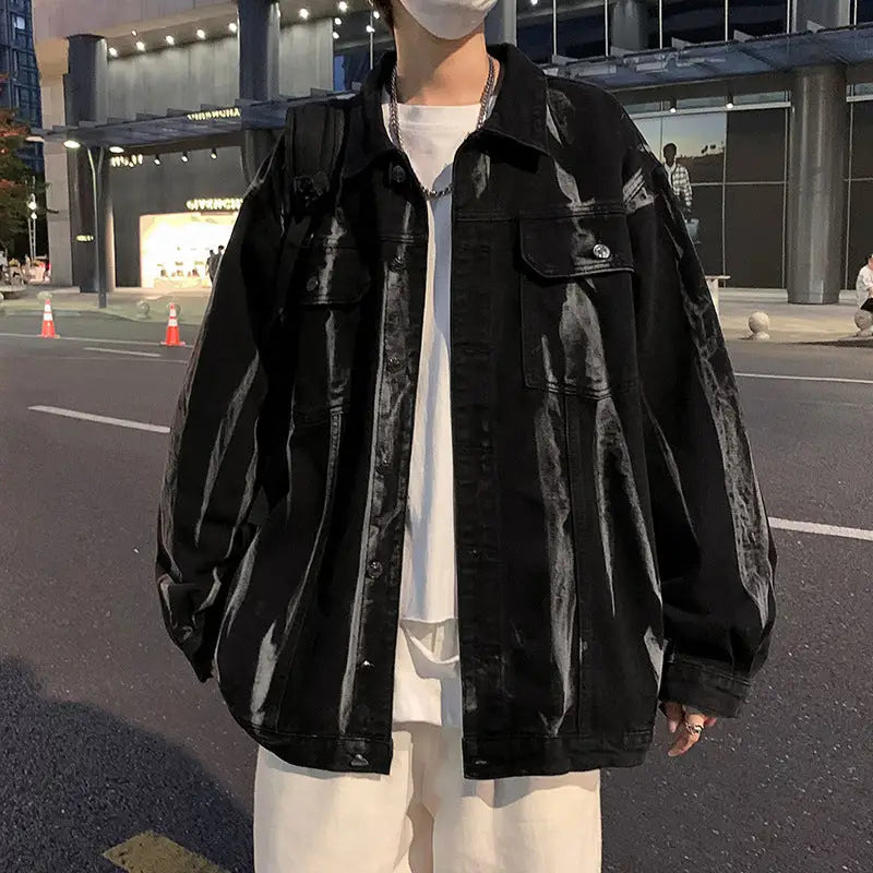 Handsome Trendy Personality Wear High Street Tie-dye Denim Coat For Men - www.Shopthatapp.com