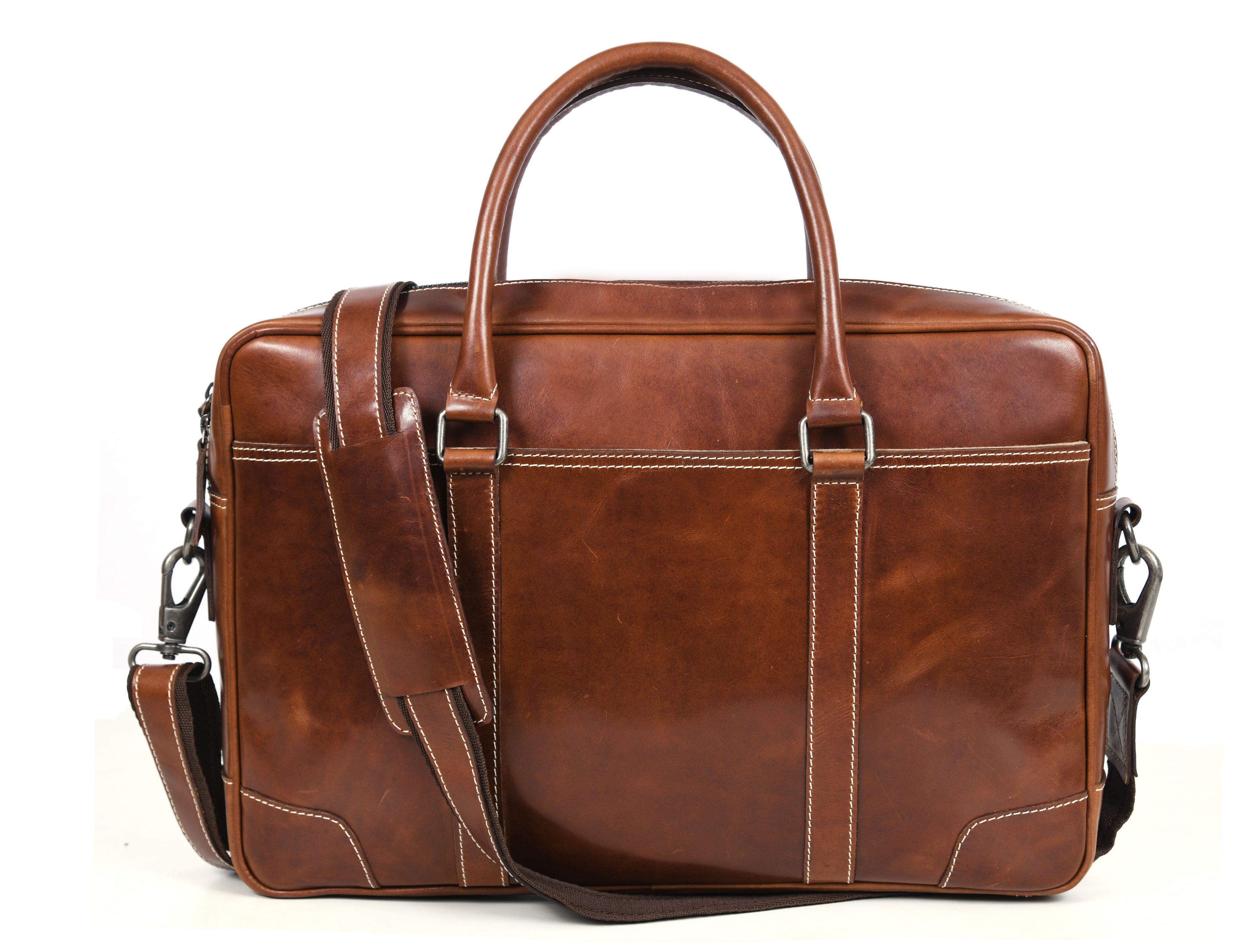 Hayward 17" Leather Office Bag - Cinnamon Tan - www.Shopthatapp.com