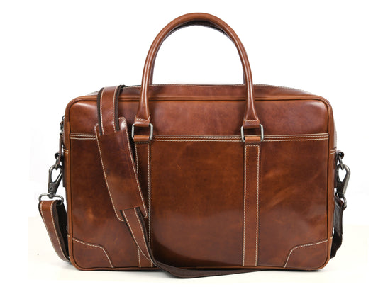 Hayward 17" Leather Office Bag - Cinnamon Tan - www.Shopthatapp.com