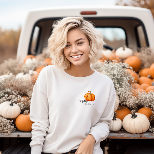 RusticGirls.Trilogy Hello Pumpkin Apparel Sweatshirt - Www.Shopthatapp.com