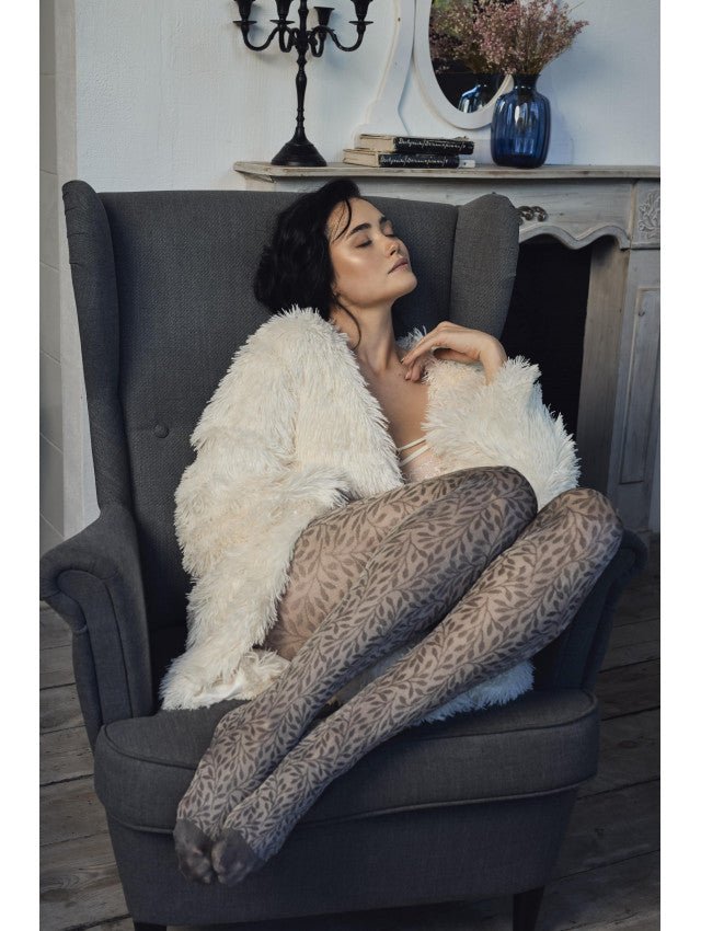 Fiore Herbarium 30 Den – Patterned Tights with Leaf Motif - www.Shopthatapp.com