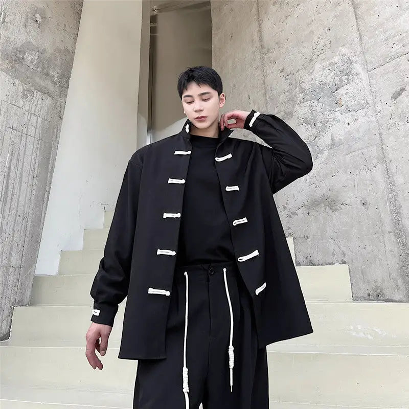 High Street Retro Buckle Collar Shirt Coat Men - www.Shopthatapp.com