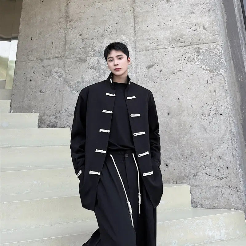 High Street Retro Buckle Collar Shirt Coat Men - www.Shopthatapp.com