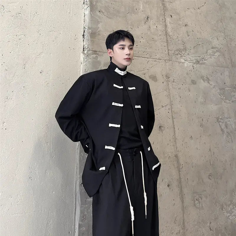 High Street Retro Buckle Collar Shirt Coat Men - www.Shopthatapp.com