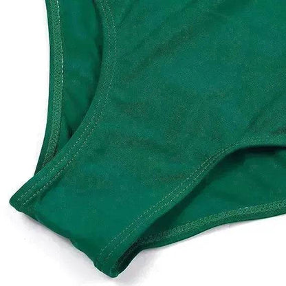 High Waist Split Swimsuit with Double Layer Lotus Leaf Design - www.Shopthatapp.com