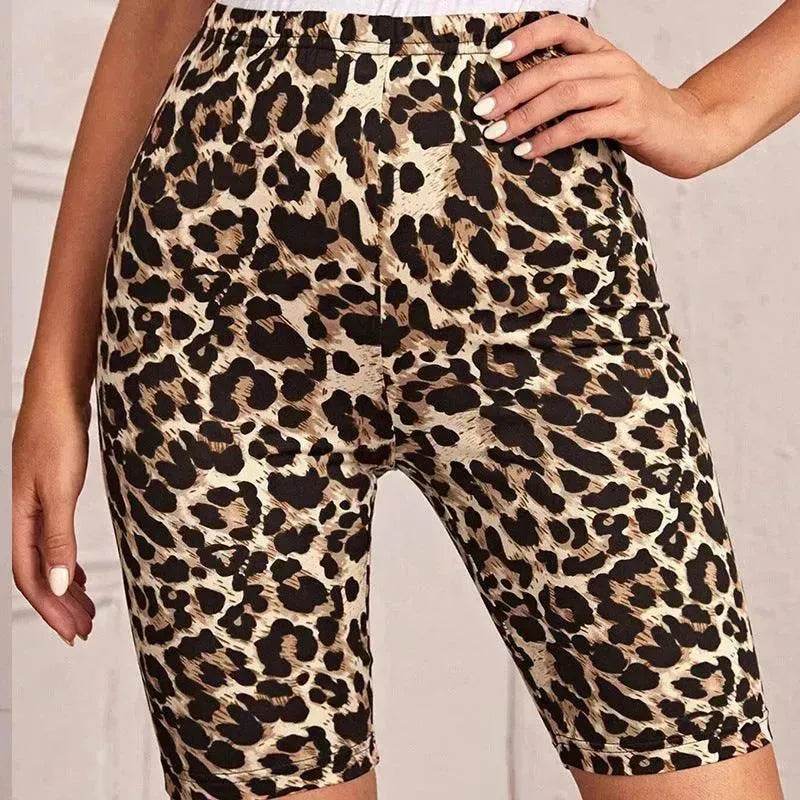 High Waist Tight Leopard Print Shorts Slim Elastic Leggings - www.Shopthatapp.com