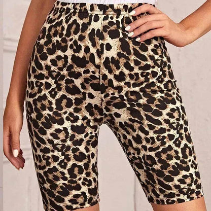High Waist Tight Leopard Print Shorts Slim Elastic Leggings - www.Shopthatapp.com