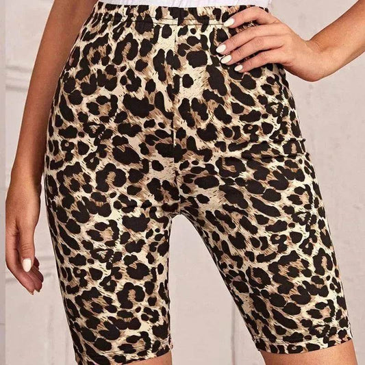 High Waist Tight Leopard Print Shorts Slim Elastic Leggings - www.Shopthatapp.com