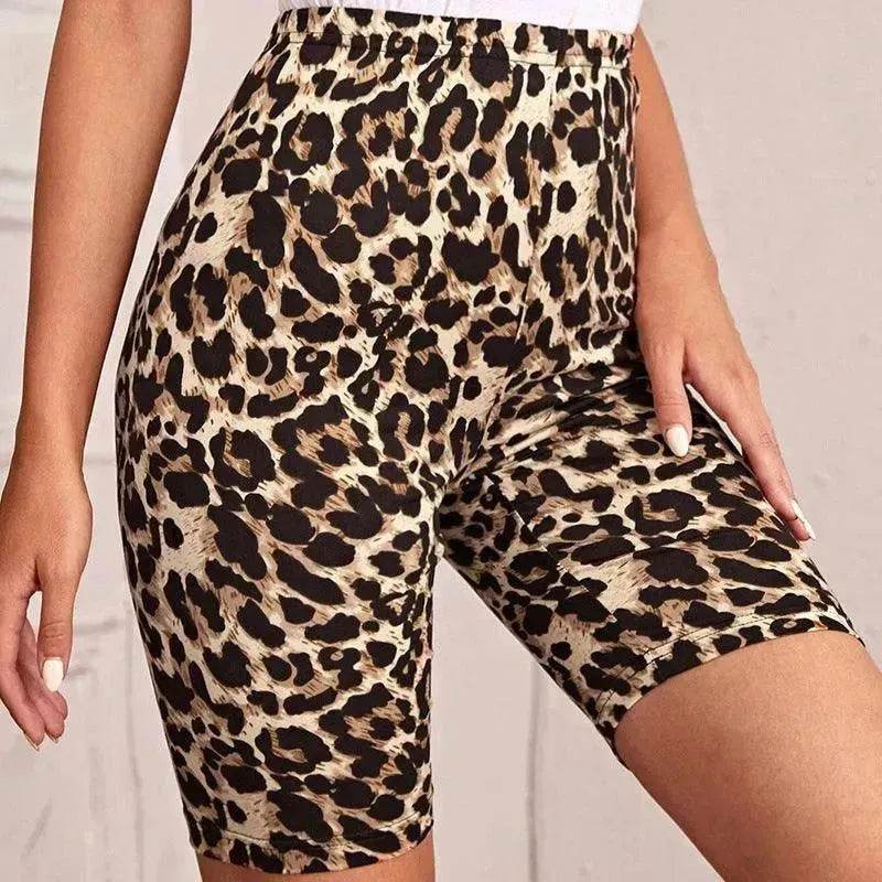 High Waist Tight Leopard Print Shorts Slim Elastic Leggings - www.Shopthatapp.com