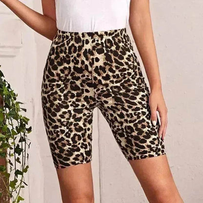 High Waist Tight Leopard Print Shorts Slim Elastic Leggings - www.Shopthatapp.com