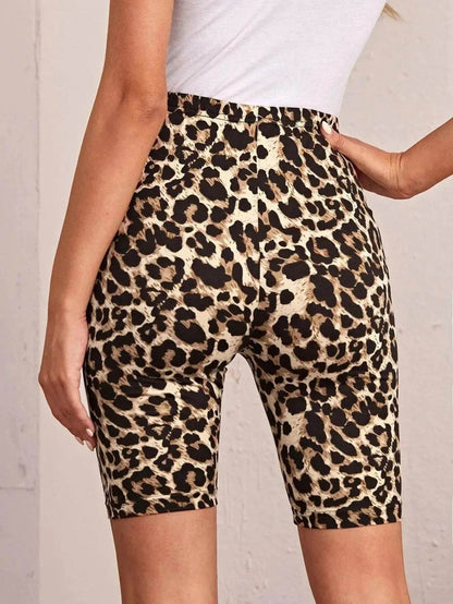 High Waist Tight Leopard Print Shorts Slim Elastic Leggings - www.Shopthatapp.com