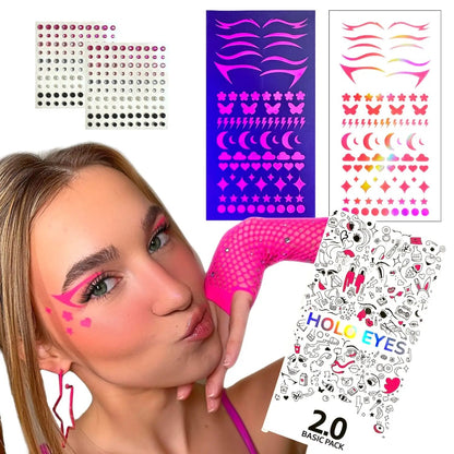 HOLO EYES self adhesive UV eye stickers - Pink
