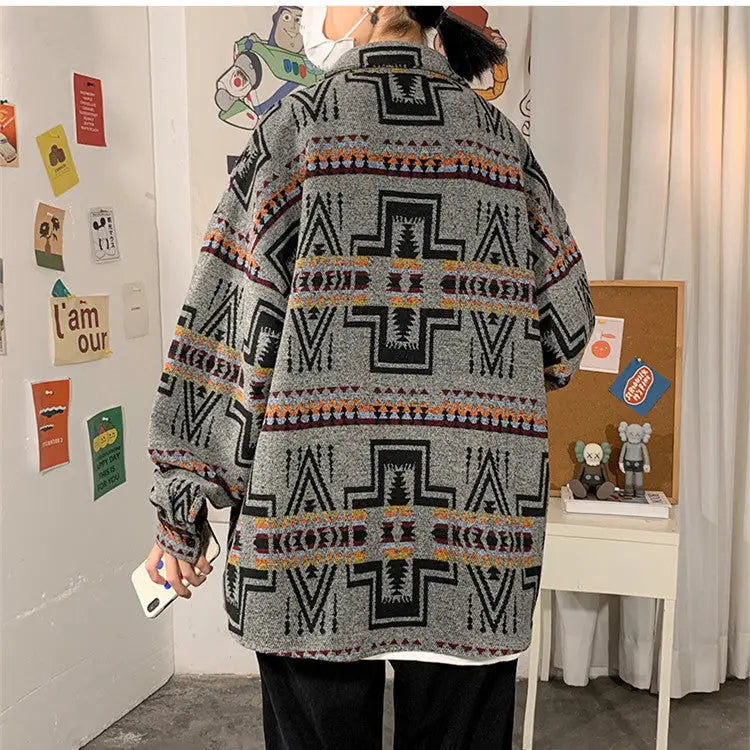 Hong Kong Style Poster Wall Loose Woolen Coat Plus Size Men - www.Shopthatapp.com