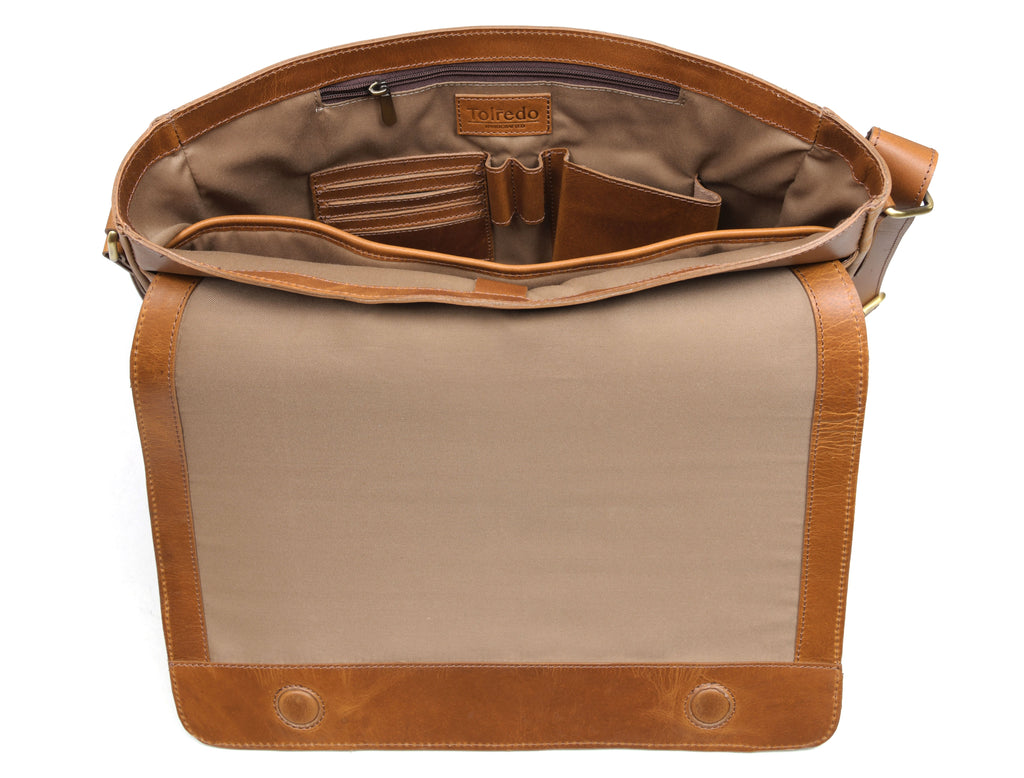 Hudson Leather Messenger Bag - Desert Tan - www.Shopthatapp.com