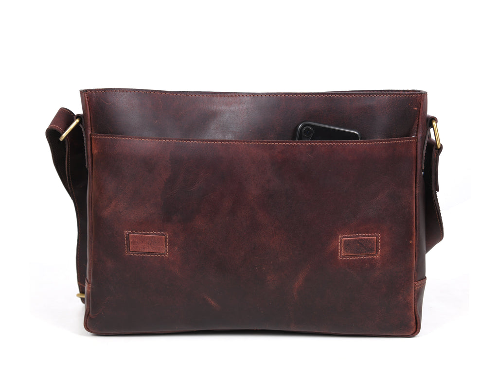 Hudson Leather Messenger Bag - Walnut Brown - www.Shopthatapp.com