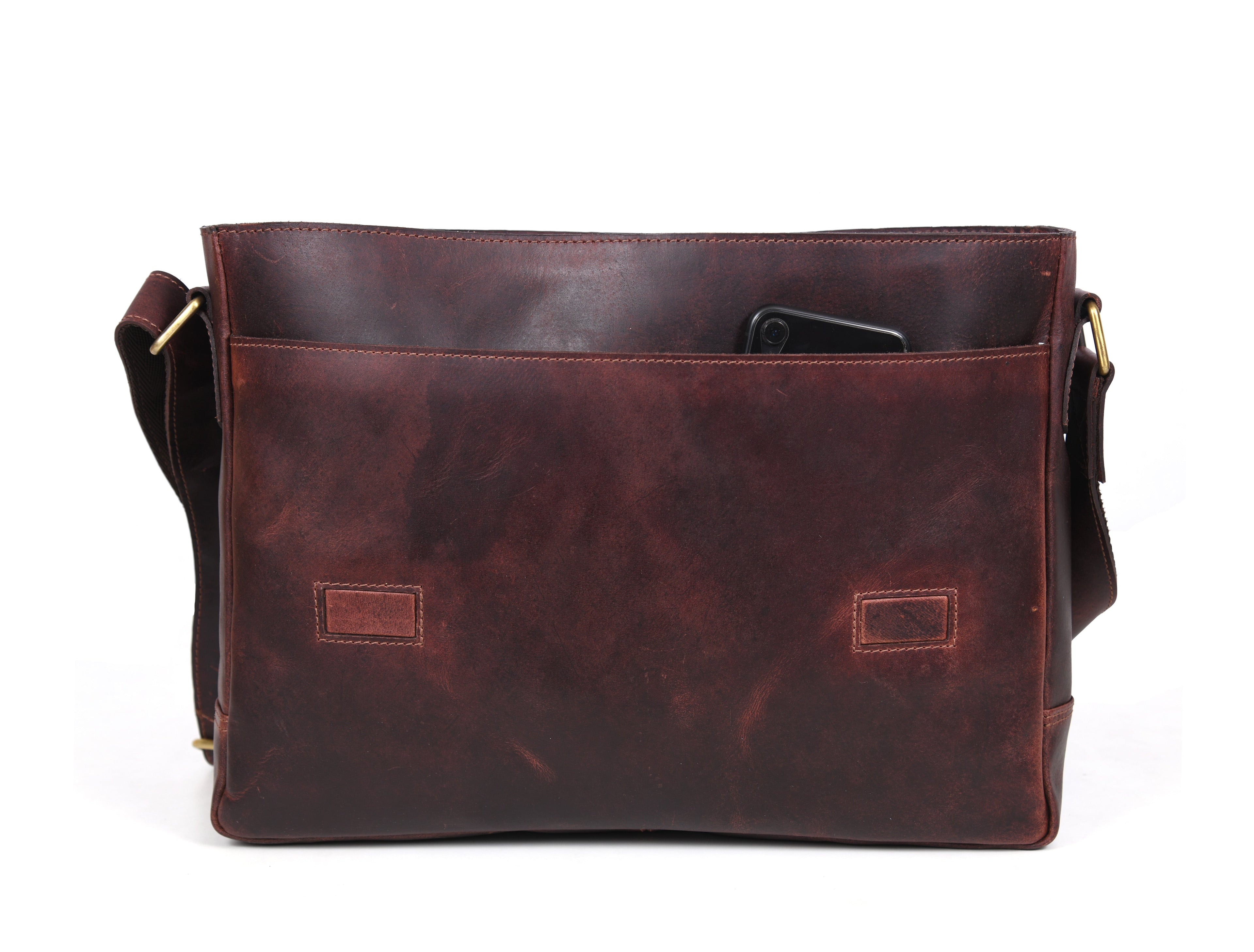 Hudson Leather Messenger Bag - Walnut Brown - www.Shopthatapp.com