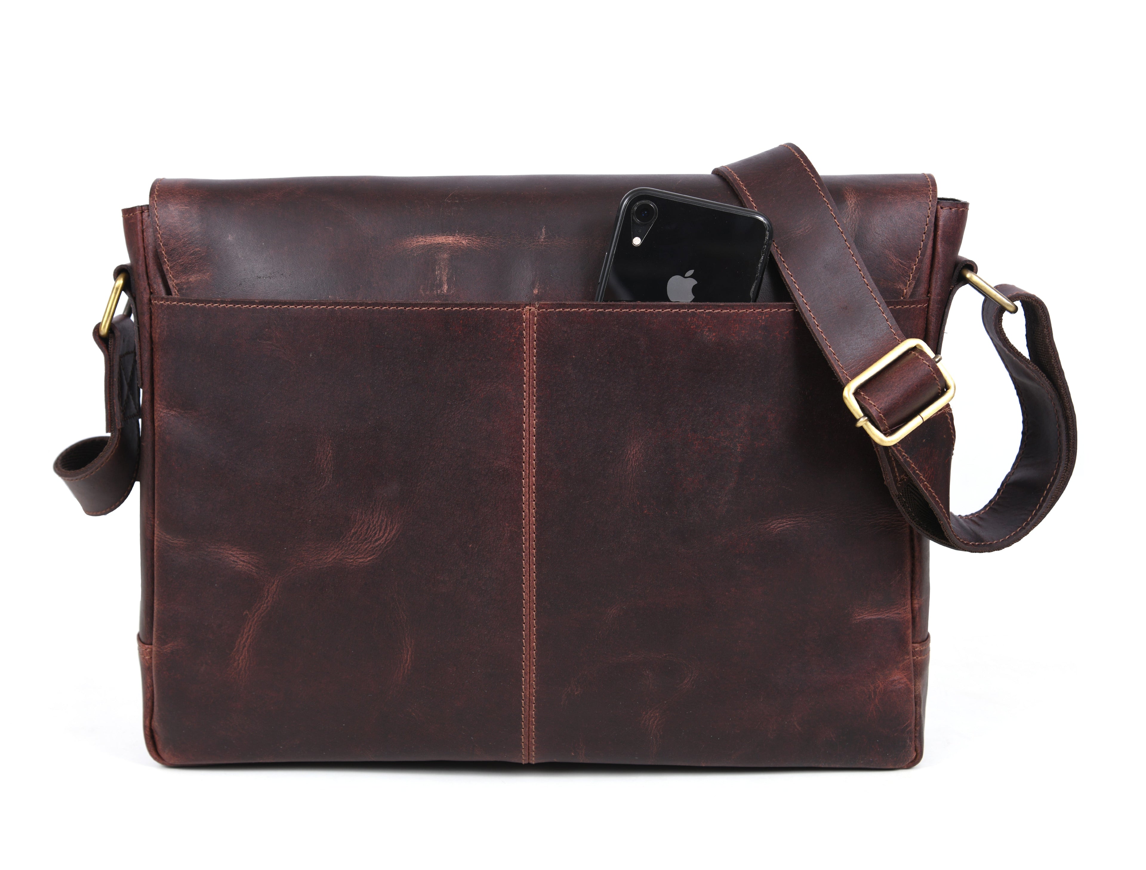 Hudson Leather Messenger Bag - Walnut Brown - www.Shopthatapp.com