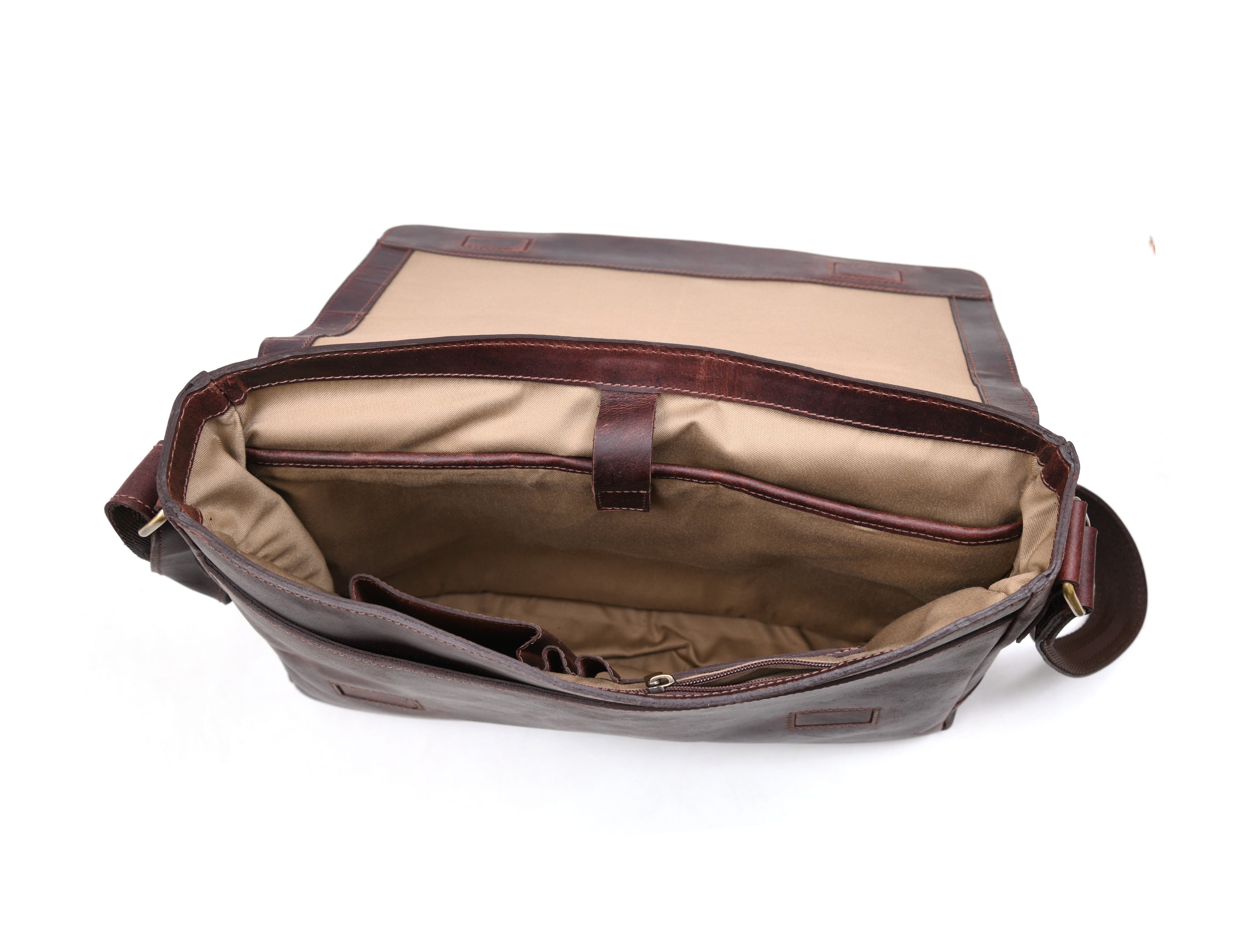 Hudson Leather Messenger Bag - Walnut Brown - www.Shopthatapp.com