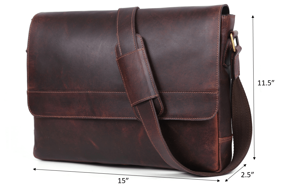 Hudson Leather Messenger Bag - Walnut Brown - www.Shopthatapp.com