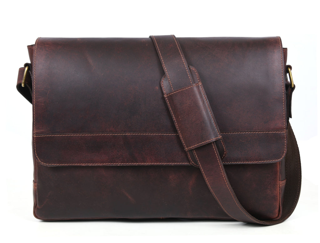 Hudson Leather Messenger Bag - Walnut Brown - www.Shopthatapp.com