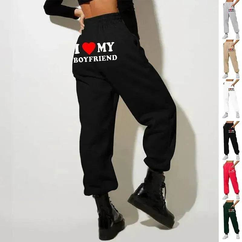 I Love MY BOYFRIEND Printed Trousers Casual Sweatpants Men And Women Sports Pants - www.Shopthatapp.com