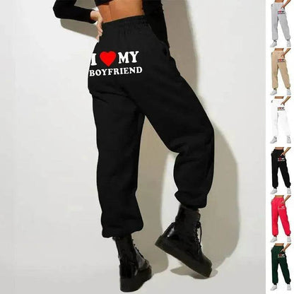 I Love MY BOYFRIEND Printed Trousers Casual Sweatpants Men And Women Sports Pants - www.Shopthatapp.com