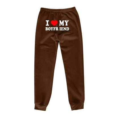 I Love MY BOYFRIEND Printed Trousers Casual Sweatpants Men And Women Sports Pants - www.Shopthatapp.com