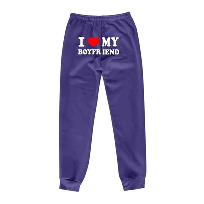 I Love MY BOYFRIEND Printed Trousers Casual Sweatpants Men And Women Sports Pants - www.Shopthatapp.com
