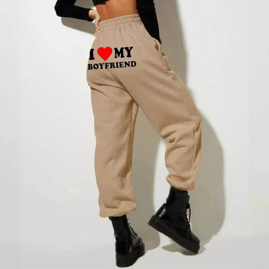 I Love MY BOYFRIEND Printed Trousers Casual Sweatpants Men And Women Sports Pants - www.Shopthatapp.com