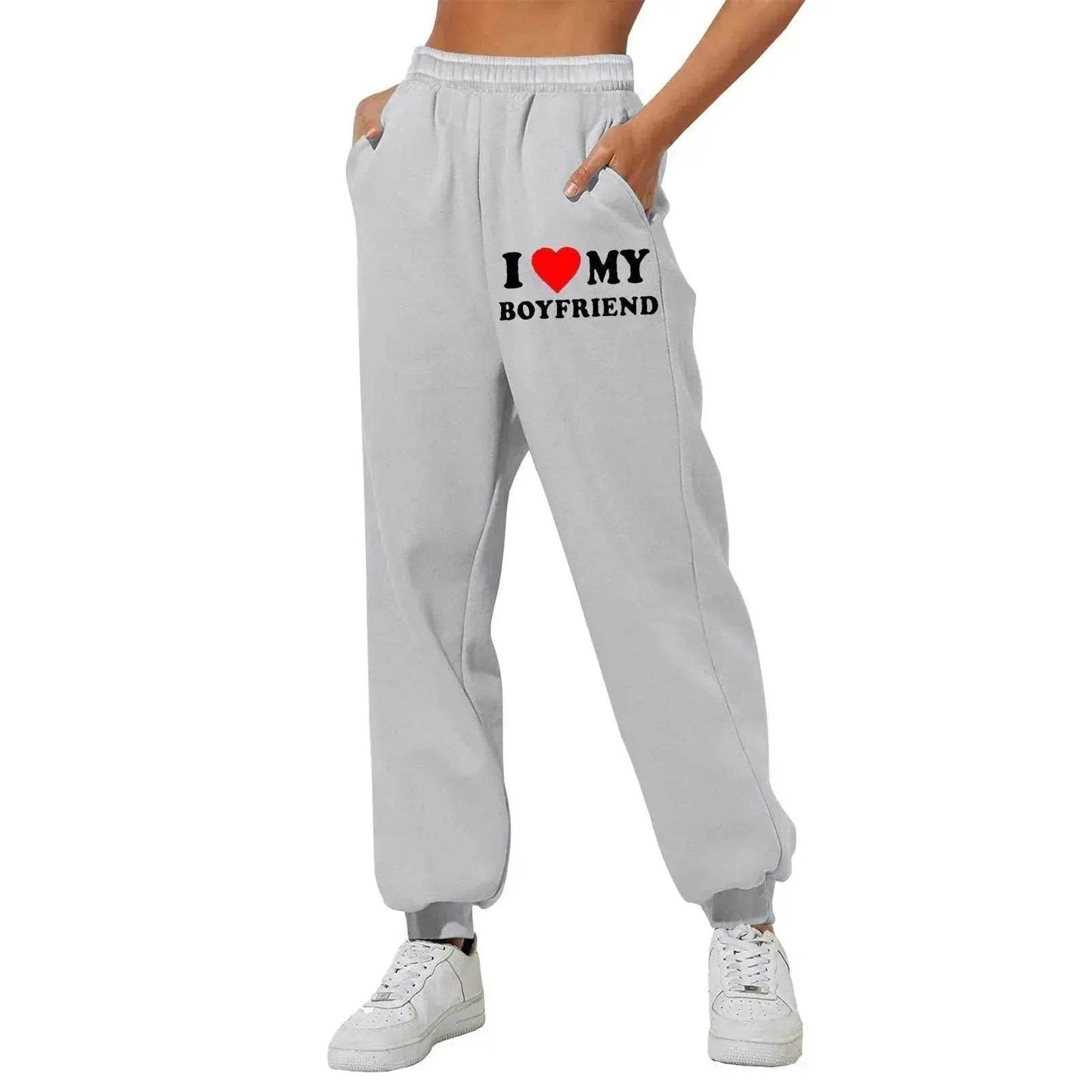 I Love MY BOYFRIEND Printed Trousers Casual Sweatpants Men And Women Sports Pants - www.Shopthatapp.com