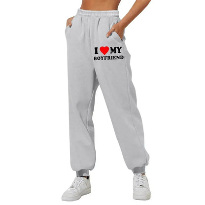 I Love MY BOYFRIEND Printed Trousers Casual Sweatpants Men And Women Sports Pants - www.Shopthatapp.com