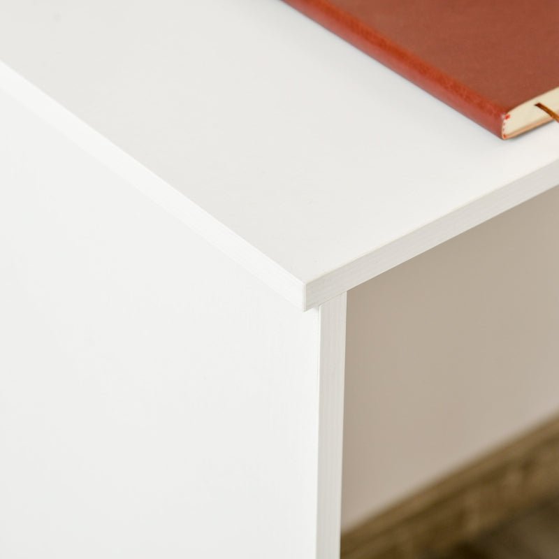 Bureau d'angle en L, table à manger réglable avec étagère de rangement et tiroir, poste de travail pour bureau à domicile, blanc