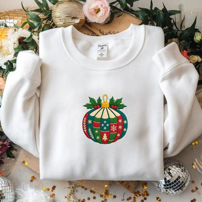 Embroidered Christmas Ornament Crewneck Sweater - www.Shopthatapp.com