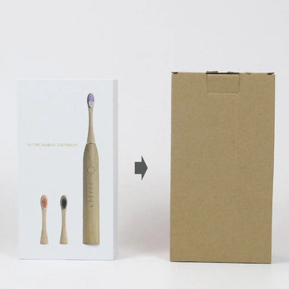 Bamboo Electric Toothbrush with Replaceable Bamboo Heads Eco Friendly toothbrush
