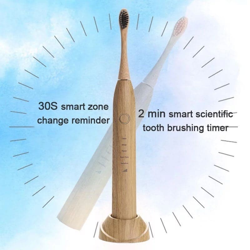 Bamboo Electric Toothbrush with Replaceable Bamboo Heads Eco Friendly toothbrush