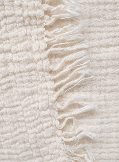 Couverture bohème en coton beige