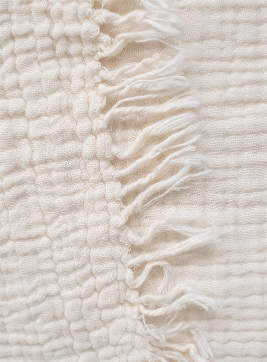Couverture bohème en coton beige