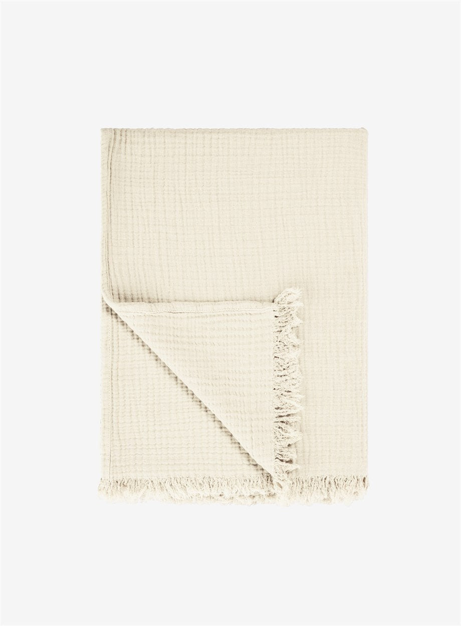 Couverture bohème en coton beige