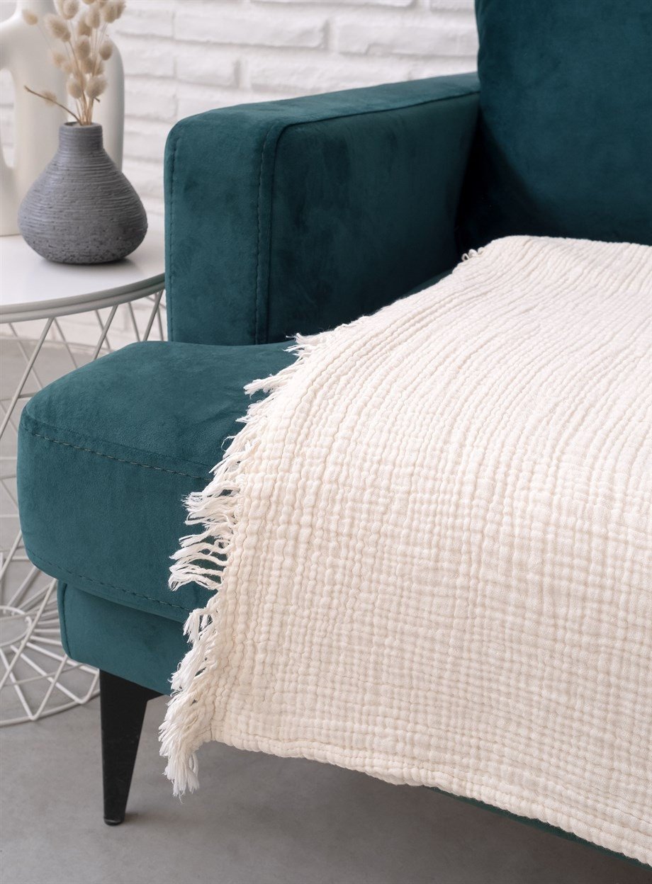 Cotton Beige Boho Throw Blanket - www.Shopthatapp.com