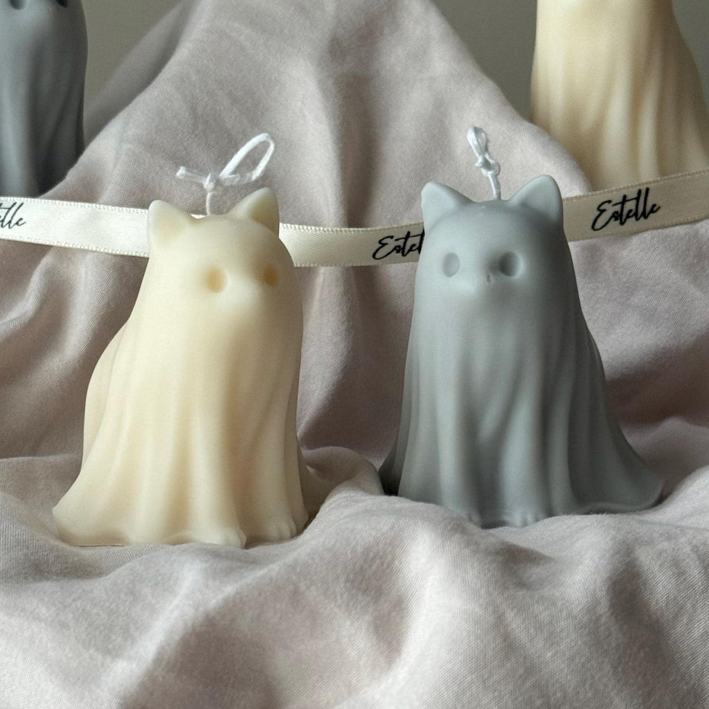 Cute Halloween Cat Ghost Candle - www.Shopthatapp.com