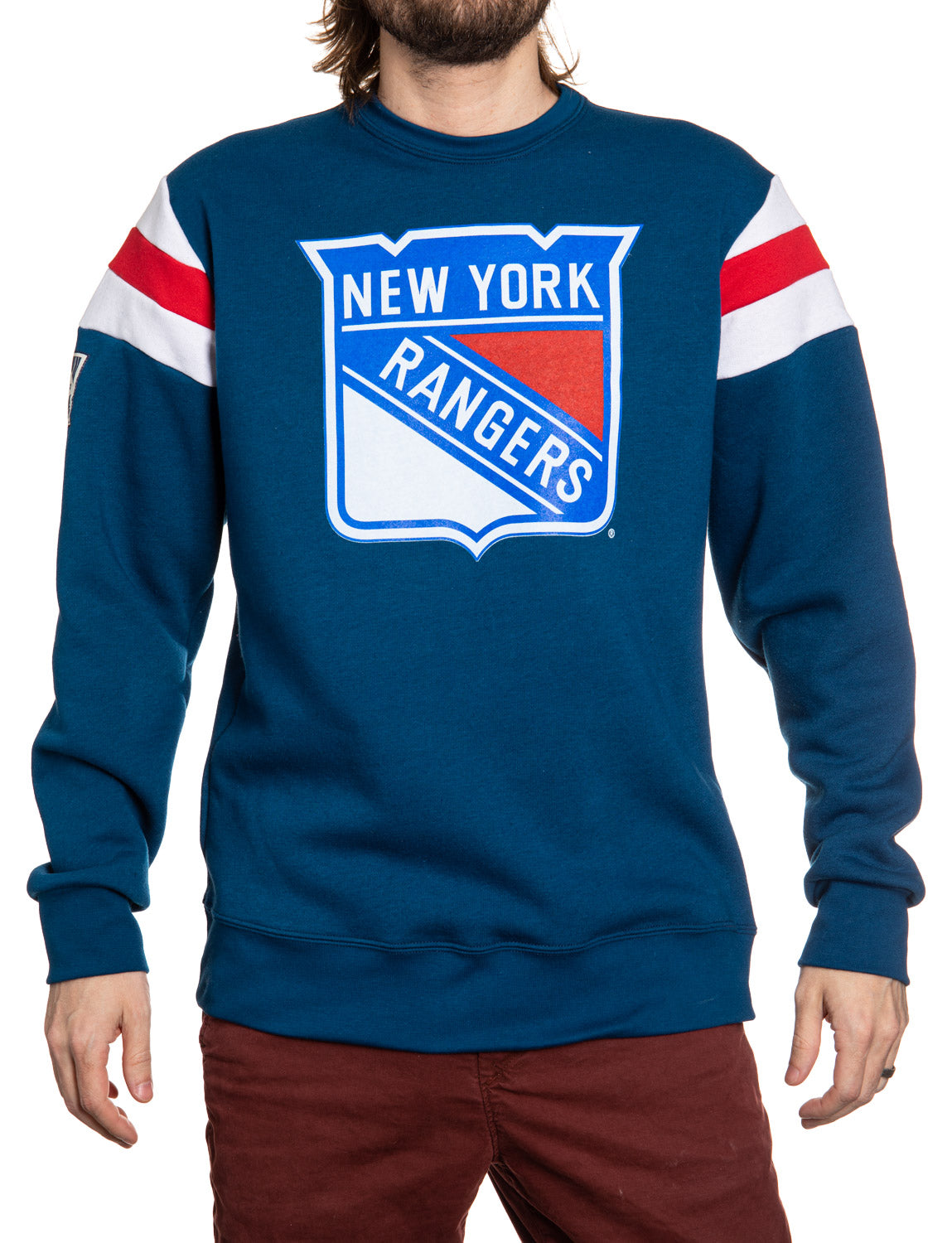 New York Rangers Varsity Retro Style Crewneck Sweatshirt - www.Shopthatapp.com