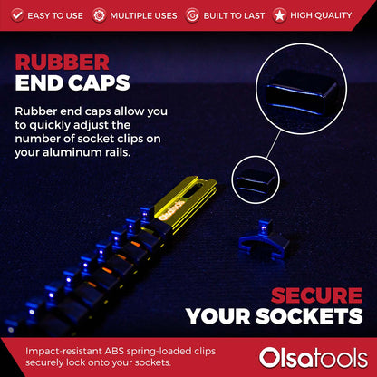 Aluminum Socket Organizer Rails With Rubber End Caps