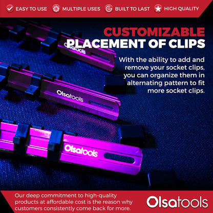 Aluminum Socket Organizer Rails With Rubber End Caps