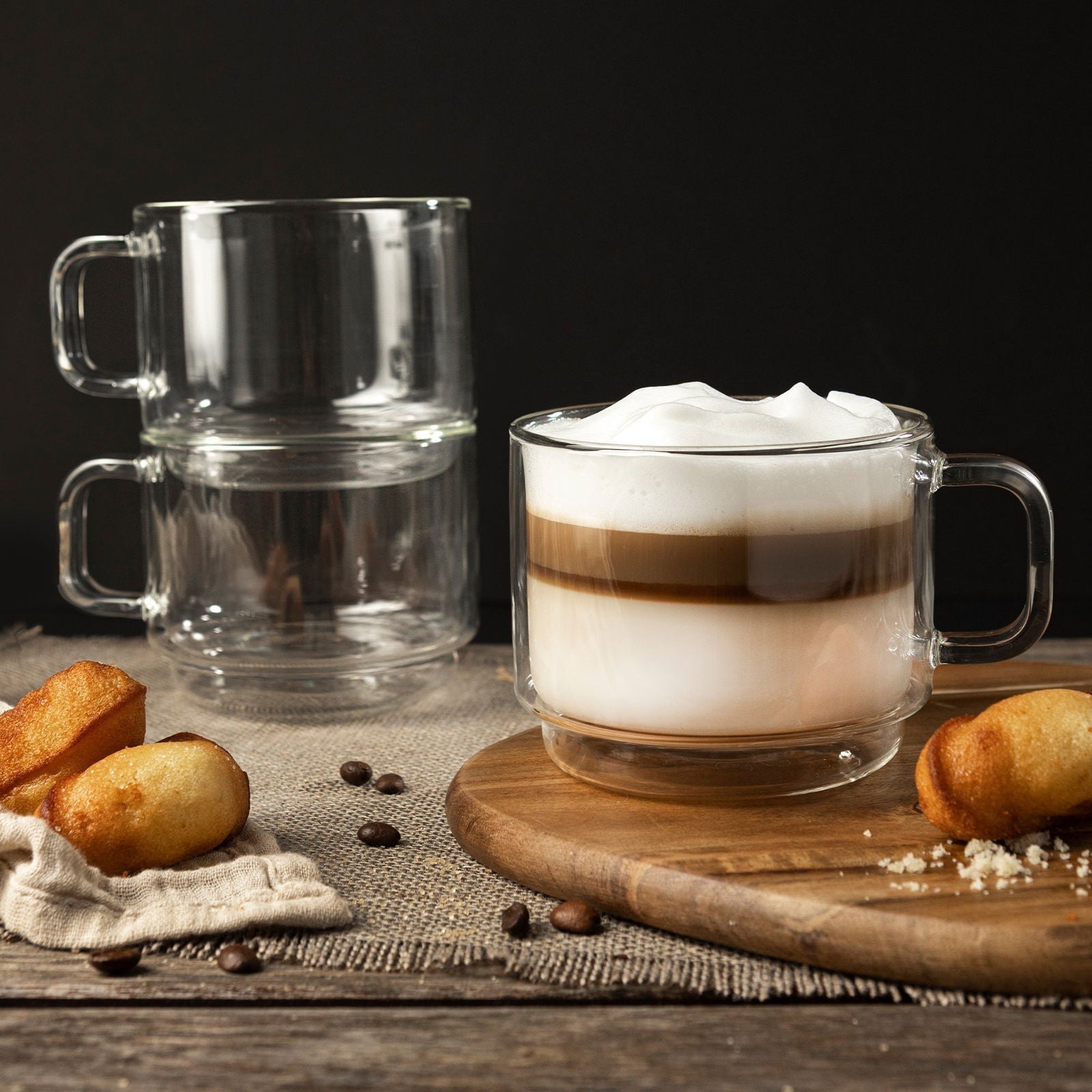 Insulated Double-Wall Glass Coffee Tea Hot or Cold Beverage Mug 2 Piece Set 500ml, Barista - www.Shopthatapp.com
