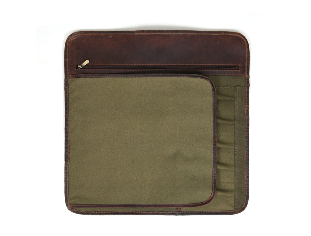 Iris Leather Chef Knife Roll Olive Green 5 Slot ( KR-64 ) - www.Shopthatapp.com