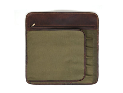 Iris Leather Chef Knife Roll Olive Green 5 Slot ( KR - 64 ) - www.Shopthatapp.com
